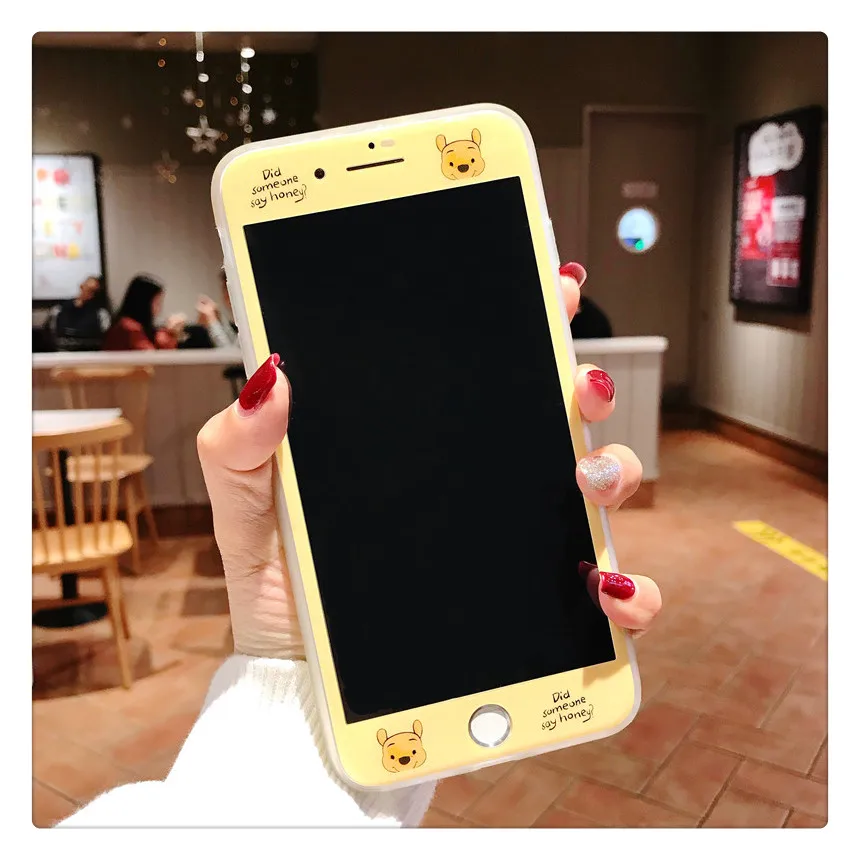 Для iPhone XS max XR X чехол Винни+ пленка для экрана из закаленного стекла и поросенок раковины чехол для iPhone 8plus 7 8 7P 6 6S 6SP