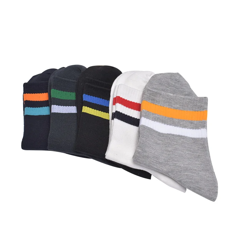 5 пар мужских носков в полоску однотонные хлопковые дышащие мужские носки