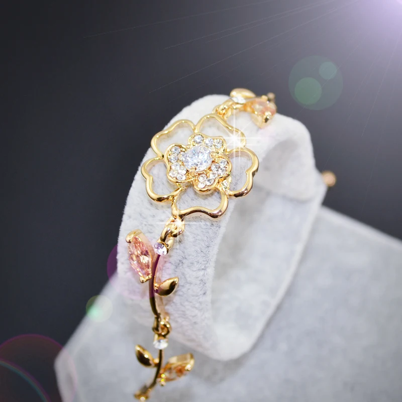 W232 AAA Цирконий Trefoil цветок женские браслеты Роскошные ювелирные изделия оптом 2017