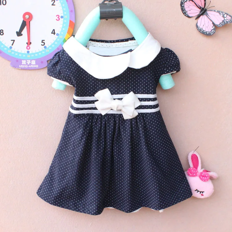 Free shipping 4pc/lot 2013 dress girl summer new Korean girls' dresses princess bow spot for baby girls C0684 | Детская одежда и