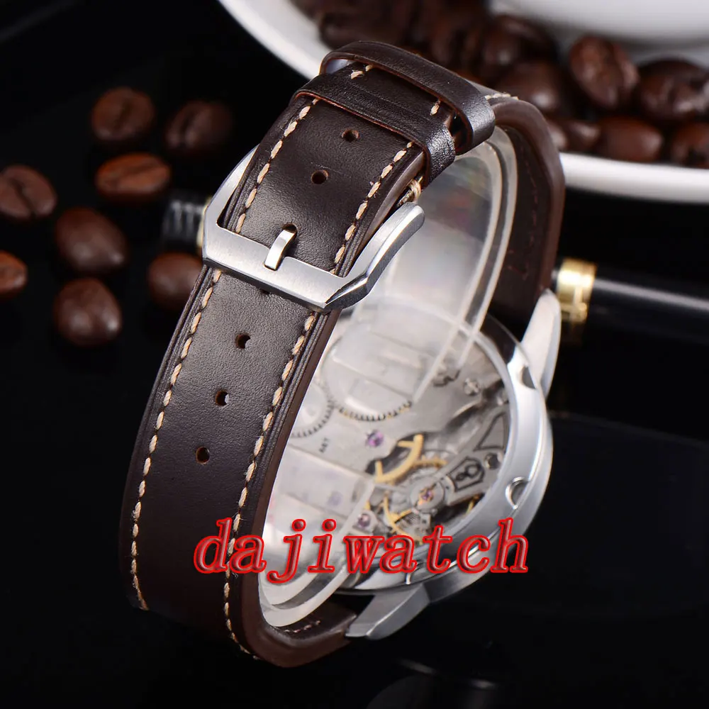 Мужские механические часы с ремешком на кожаном ремешке 44 мм|strap strap|strap menstrap watch