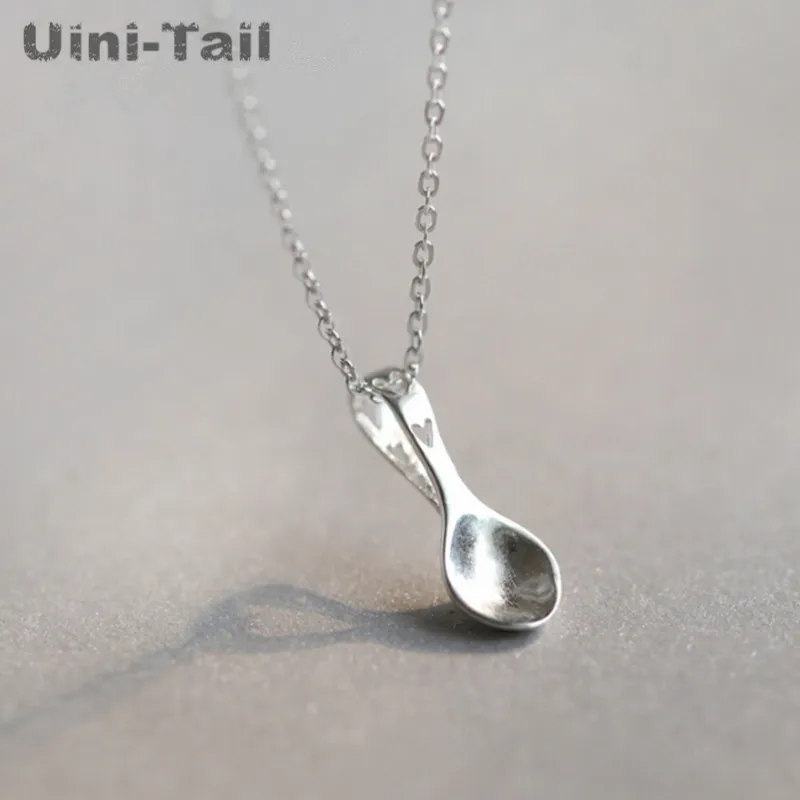 

Uini-Tail популярное Новое Колье в виде ложечки для любви из стерлингового серебра 925 пробы, подарок для еды, короткое ожерелье, милое мини-колье,...
