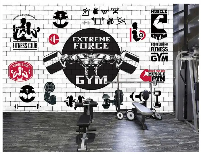 3d murals wallpaper for walls 3 d Gym mural custom Background wall brick fitness club paper home decoration | Обустройство дома