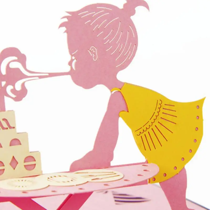 3D всплывающий дизайн открытки на день рождения пригласительные любовь девочка