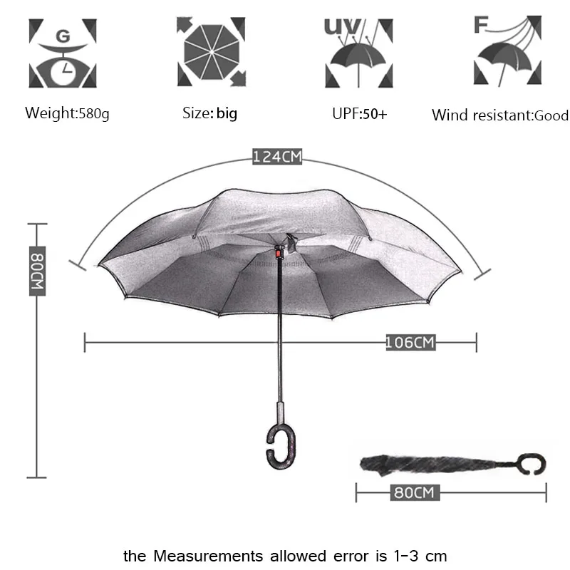 Yesello Printing Reverse Folding Double Layer Guarda Chuva Inverted Umbrella Self Stand Inside Out Rain Protection For Long Car | Дом и сад
