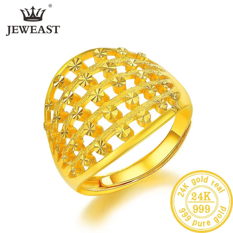 Кольцо из чистого золота SFE 24K Настоящее Золотое кольцо AU 999 элегантное блестящее