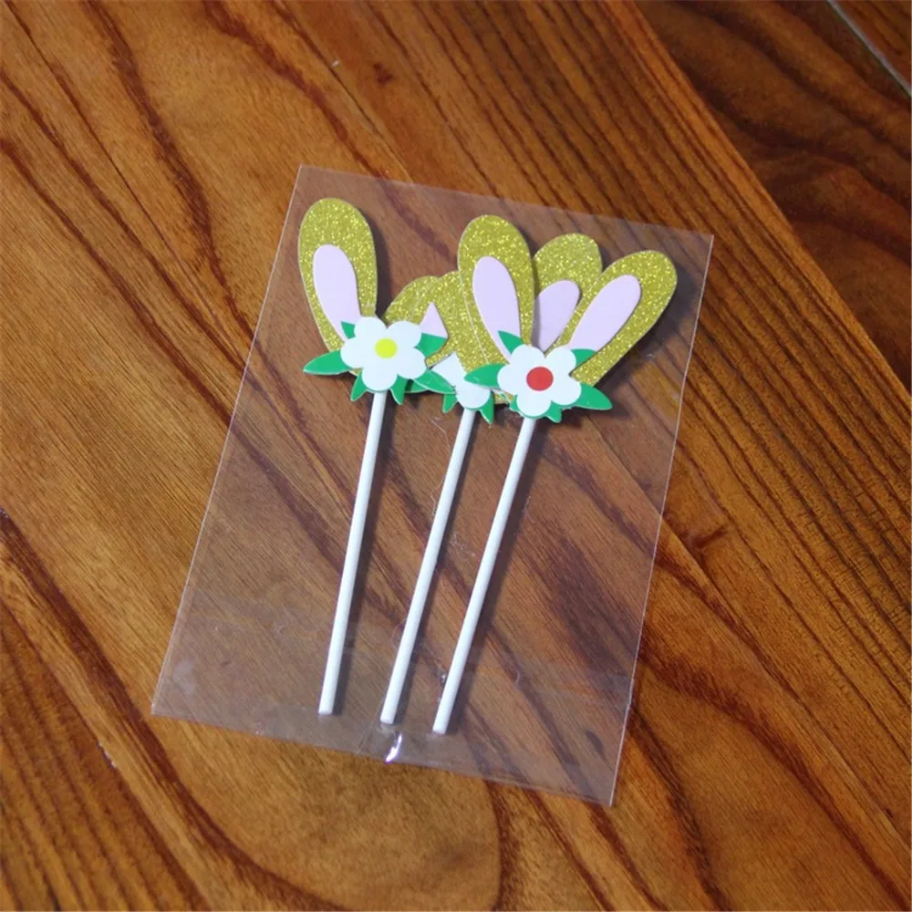 CRLEY 24 шт./лот бесплатная доставка тема с заячьими ушками топперы на торт для