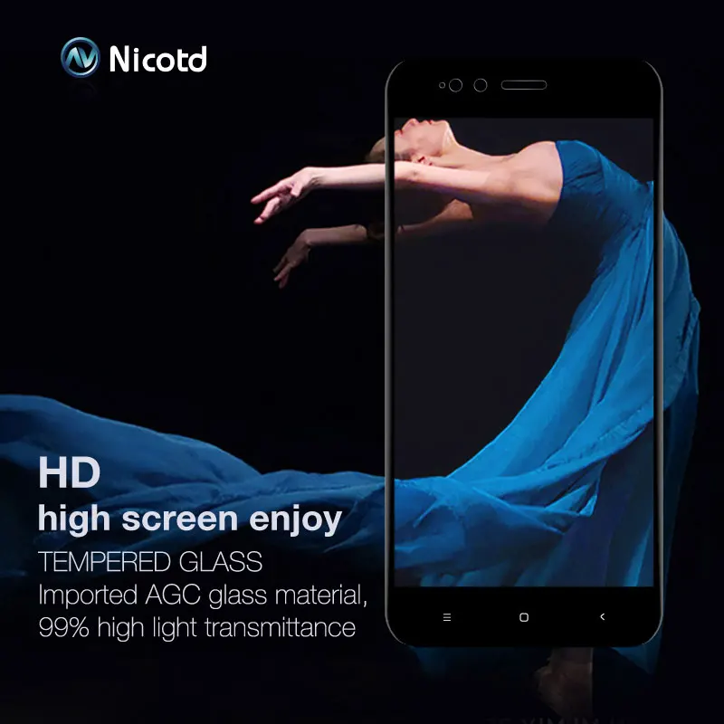 Nicotd 2.5D Полноразмерное закаленное стекло для Xiaomi Mi A1 5X мобильный телефон 5 дюйма