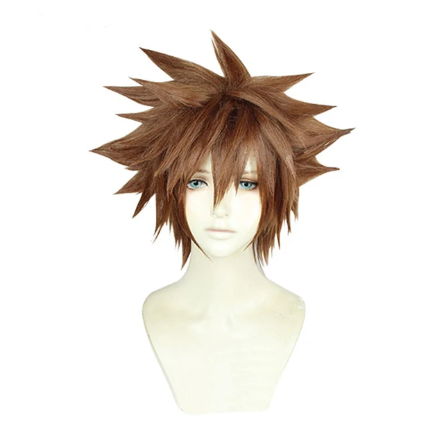 KINGDOM HEARTS 3 Sora Короткие Коричневые Желтые термостойкие волосы косплей костюм парик+ трек+ парик Кепка