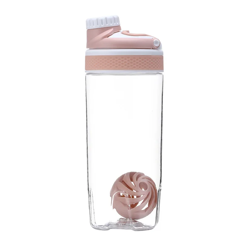 550 ml/700 ml протеин порошок встряхните бутылку воды Портативный движения шарик с венчиком чаша блендера без добавления бисфенола А Пластик для занятий спортом 20 oz/25 oz - Цвет: Розовый