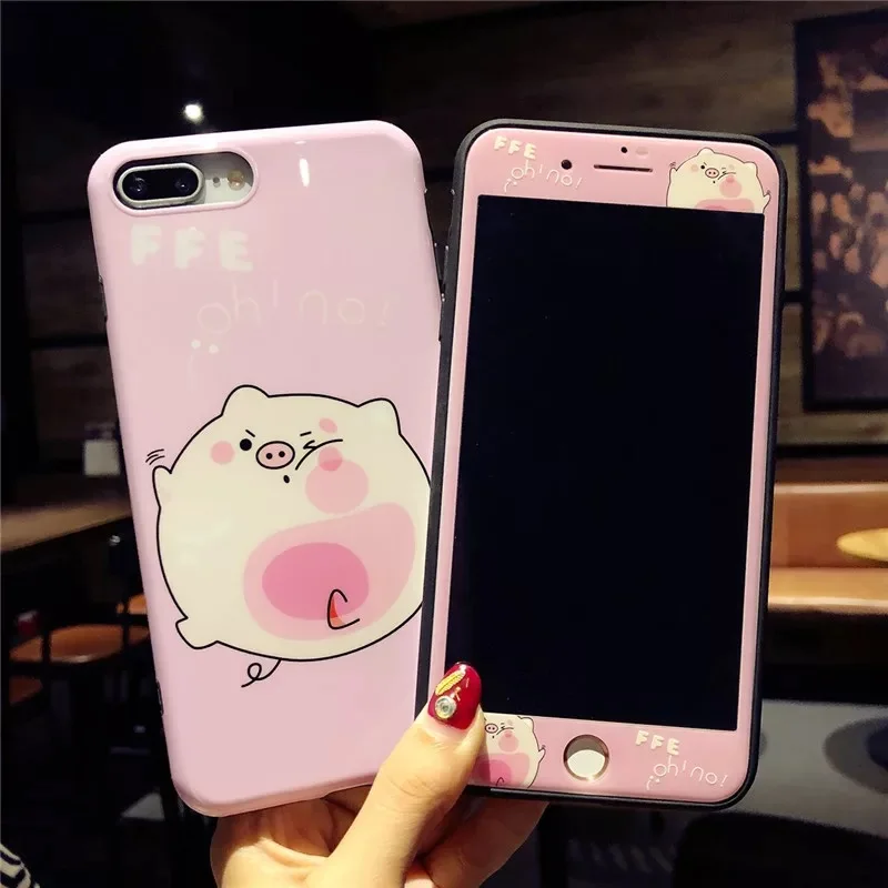 Чехол для iPhone 8 8Plus с милой Свинкой + пленка экрана из закаленного стекла и
