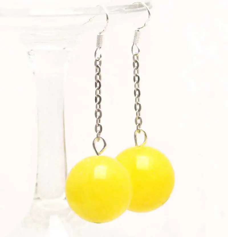 Женские серьги подвески с круглыми натуральными зелеными нефритами 20