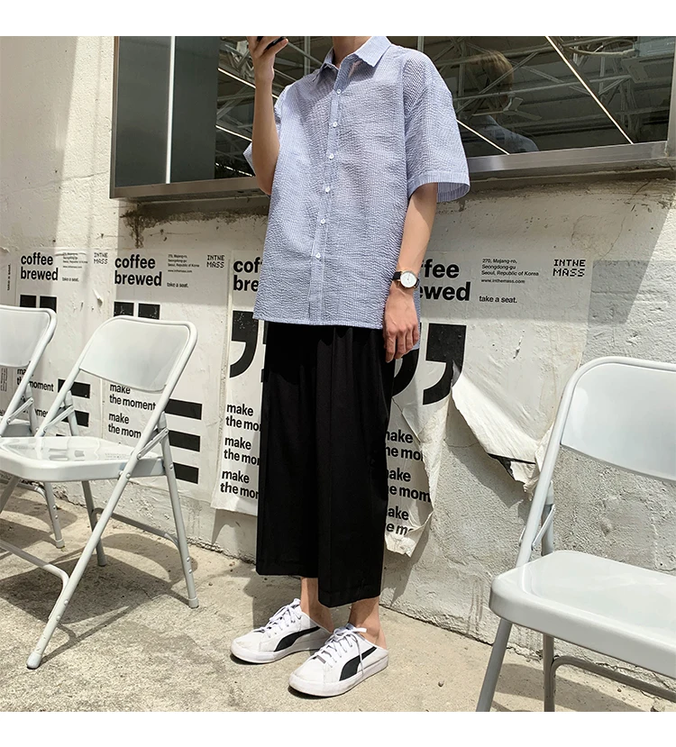 Летняя новая Корейская версия свободные Harajuku трендовые студенческие деловые повседневные мужские трехцветные брюки уличная одежда