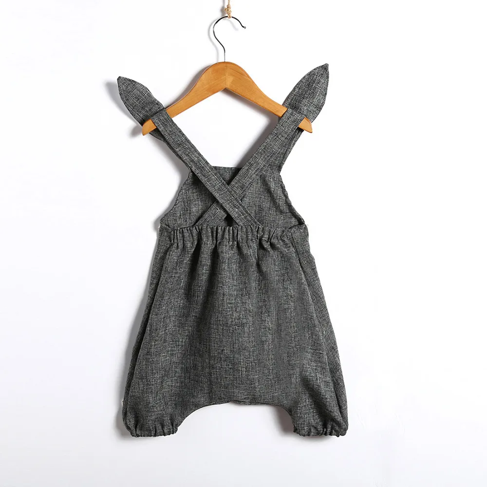 Детский летний детский комбинезон милый с кроличьими ушами на спине для