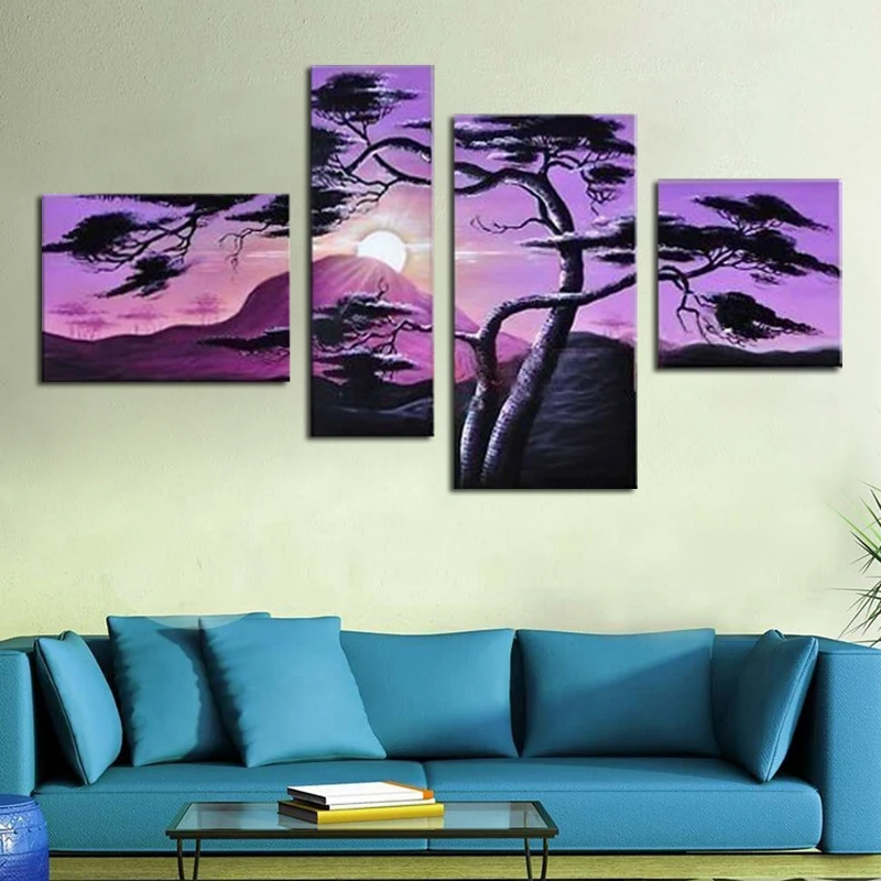 4 шт. Абстрактная Картина на холсте без рамы | Дом и сад