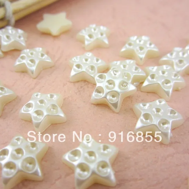 

Free shipping 1000pcs/lot 11mm cream white color five-star shape craft flatback imitation pearl,beads which can Spot Drill