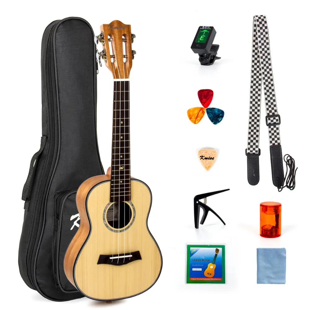 

Kmise Concert Ukulele Solid Spruce Classical Guitar Head Ukelele 23 inch Uke Beginner Kit with Gig Bag Tuner Strap String Picks