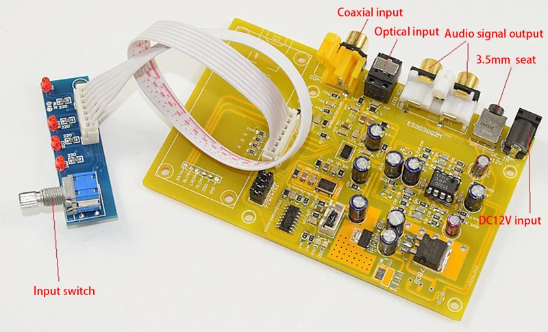 ES9038 Q2M I2S DSD оптический коаксиальный Вход HiFi декодер ЦАП наушников Выход Поддержка XMOS-XU208/SA9227 3-путь аудио сигнал переключения