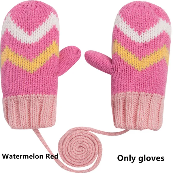 Only gloves Новые детские зимние теплые шапки, шарф для маленьких мальчиков и девочек, меховая шапка с помпонами, шарф с круглым воротником, Зимняя вязанная шапочка, шапка, перчатки - Цвет: Only gloves