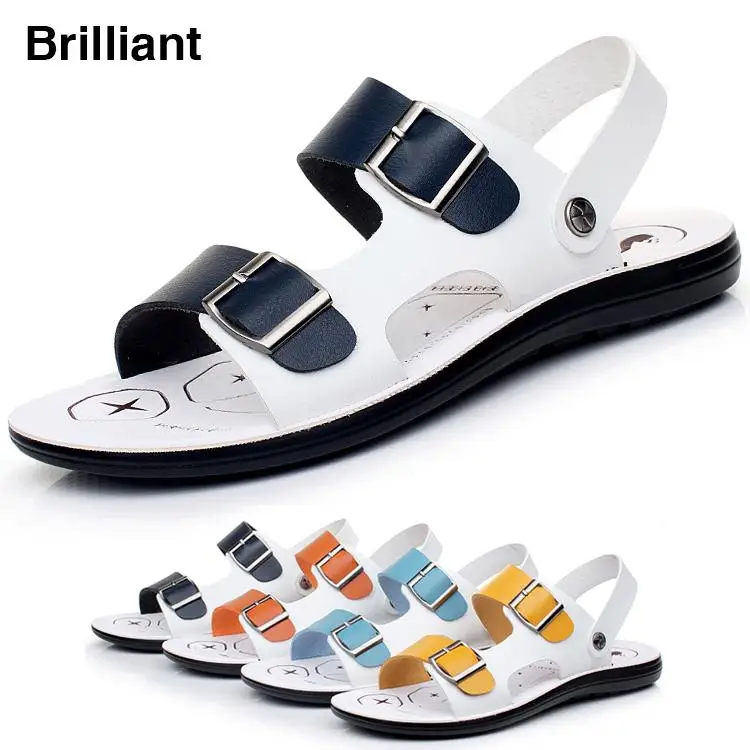 Мужчины сандалии тапочки натуральная кожа на открытом воздухе свободного покроя