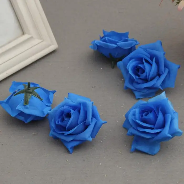 50 Pcs Fake Artificial Silk Rose Heads Flower Buds DIY Bouquet Home Wedding Craft Decor Supplies XB 66