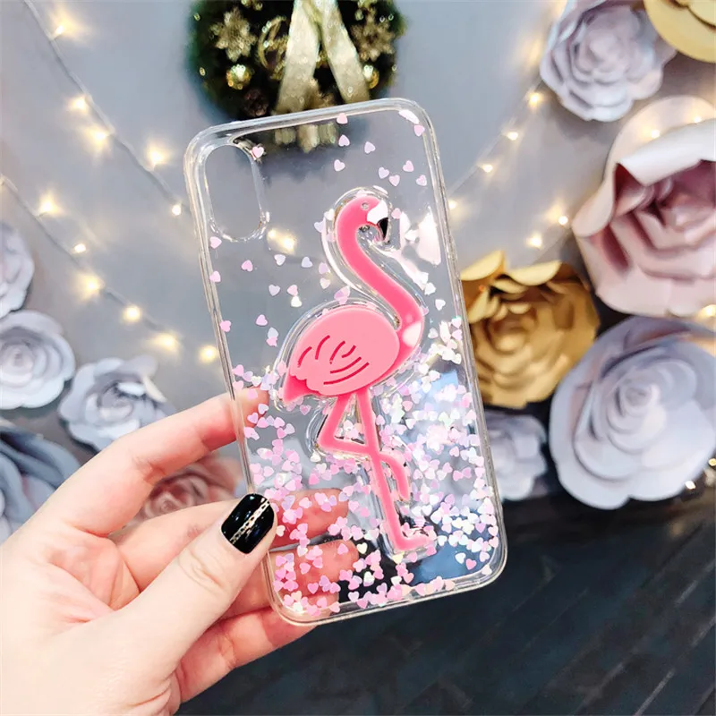 Для Huawei Y6 Y7 Y9 2018 Honor 8 9 10 lite 20 7X 8X 7C 7A Pro Чехол милый блеск 3D Фламинго Мягкий
