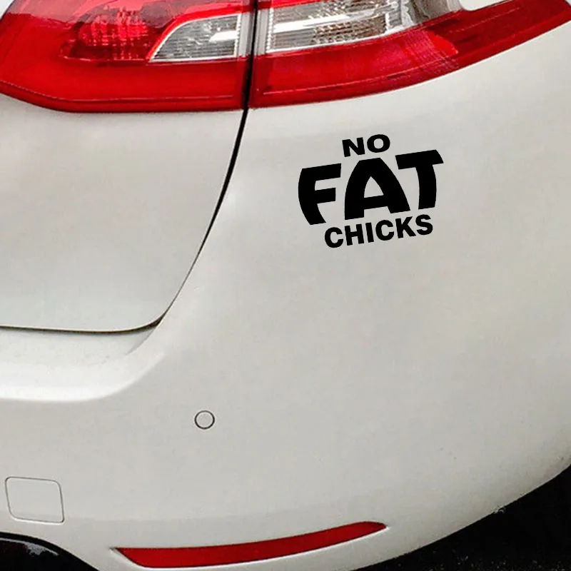 YJZT 14CM*10CM Fun NO FAT CHICKS Vinyl Car-styling Car Sticker Decals Black/Silver C11-0610 | Автомобили и мотоциклы