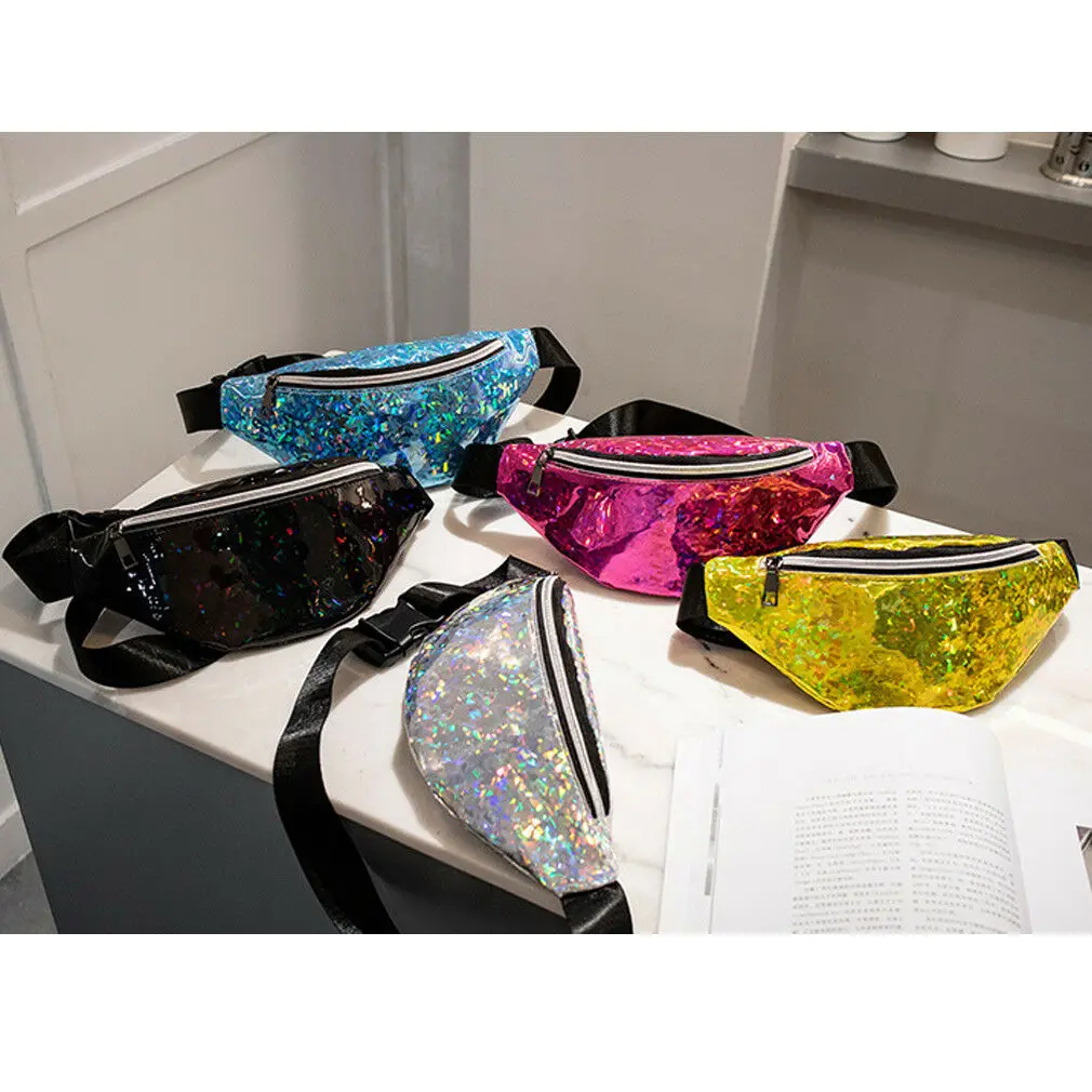 

Laser Sequins Glitter Waist Fanny Cool Punk Pack Belt Bum Bag Pouch Hip Purse