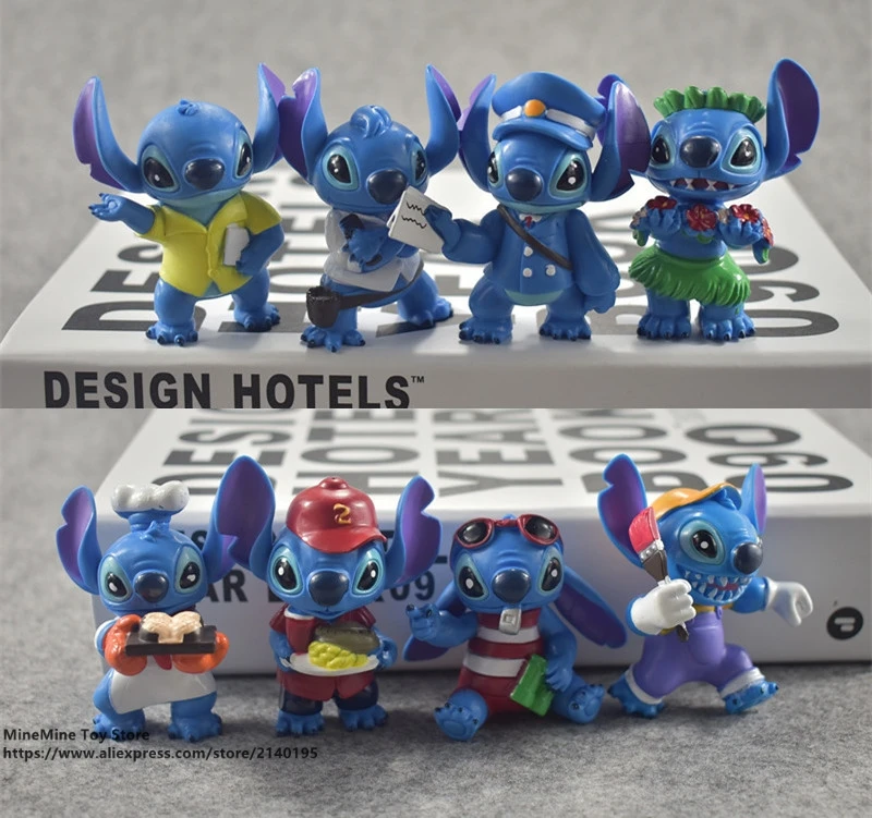 DISNEY Lilo &amp Stitch 8 шт./компл. 6 см фигурка осанки коллекция украшений аниме игрушка