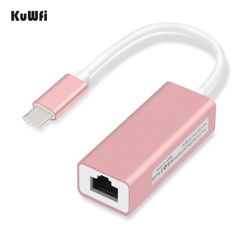 KuWfi 10/100 Мбит/с Type C RJ45 Lan адаптер USB Ethernet сетевая карта для MacBook|Сетевые карты| |