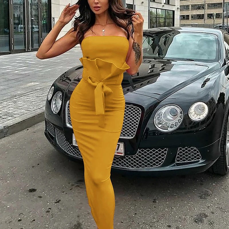 Для женщин Летнее торжественное платье сексуальное обтягивающее без бретелек с