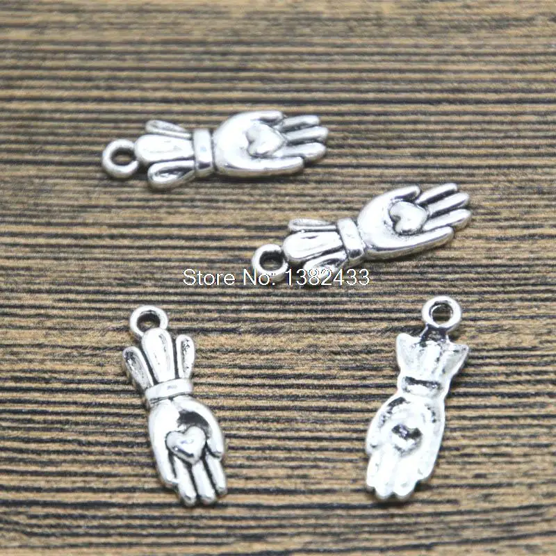 40 шт. подвески в виде сердца на руке 22x7 мм |