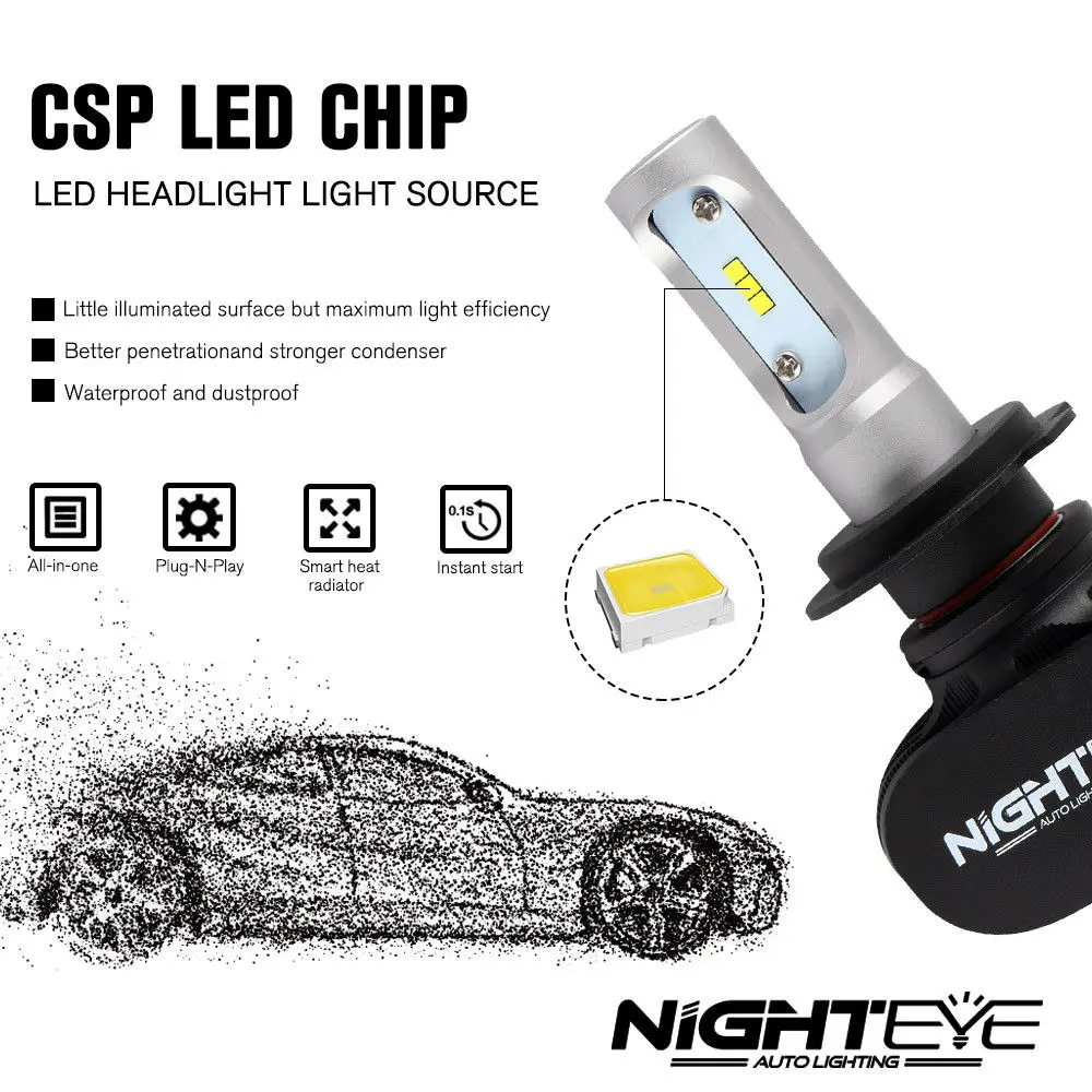 Nighteye Led H7 8000LM 50W 6500K Автомобильные светодиодные фары s белые Противотуманные 9005 HB3