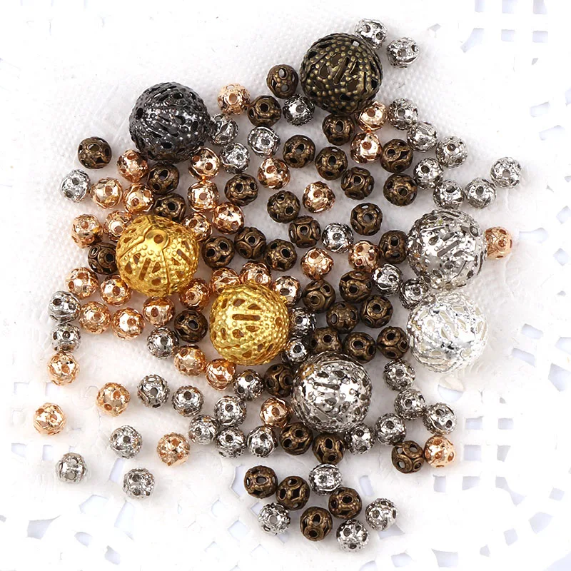 10 мм винтажный металлический цветок кружевной полый шар тумблер застежка сделай