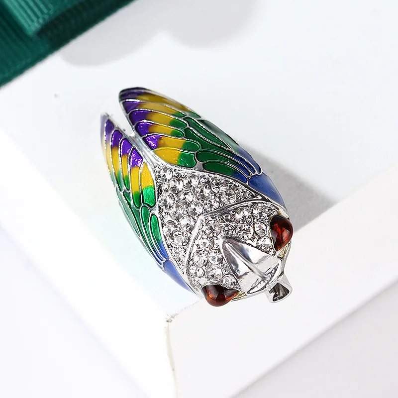 RHao эксклюзивная цветная эмалированная cicada брошка со стразами животная унисекс