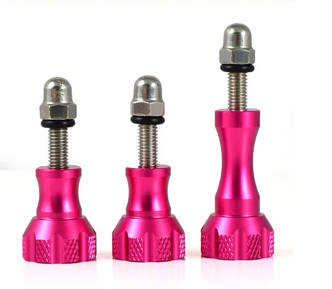 pink Качественное Новое поступление, аксессуары для GoPro, 1 длинная+ 2 короткая цветная ручка для большого пальца, болт из нержавеющей стали, гайка, винт для Go Pro Hero 3/3 - Цвет: pink