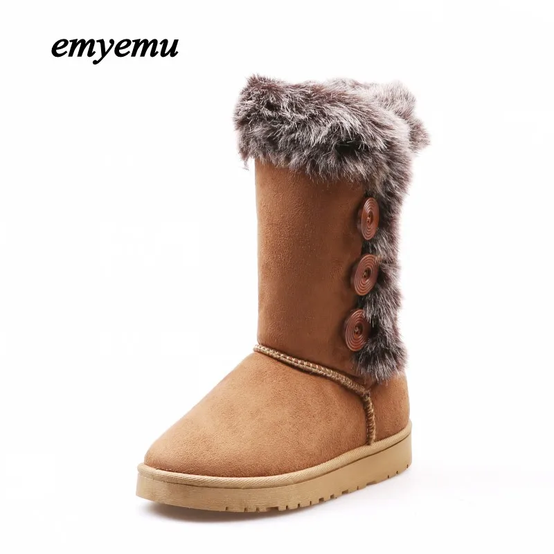 Зимняя обувь EMYEMU женские сапоги кожаные классические до колена на пуговицах