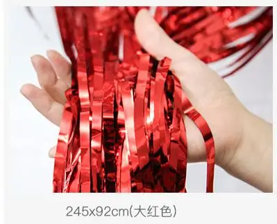red 2,5 м золотые, серебряные, металлические блестки из фольги, бахрома, занавески, украшения для дня рождения, свадьбы, фотографии, фон, занавески, фото реквизит - Цвет: red