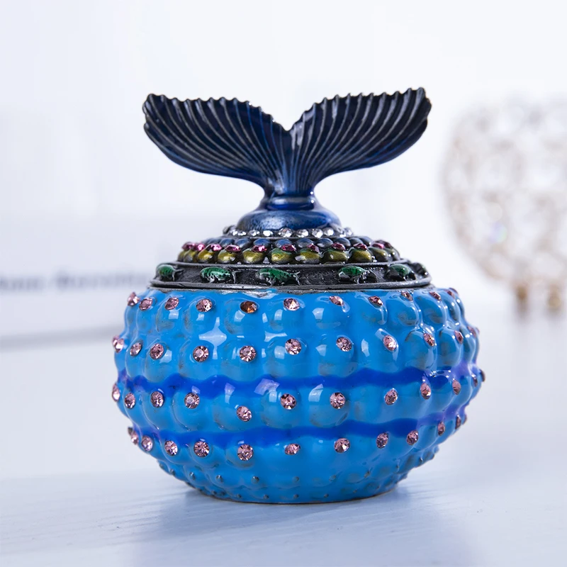 H& D ручная роспись Краб Bejeweled безделушка коробка навесной животное декоративный держатель кольца(коробочка) статуэтка в коробке для хранения ювелирных изделий домашний Свадебный декор