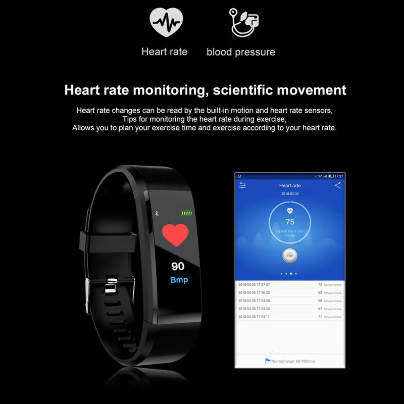 Smartband 115 Plus монитор сердечного ритма измерение артериального давления фитнес