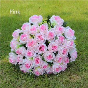 pink Новое поступление, Моделирование искусственных цветов, искусственный цветок, свадебные принадлежности, Шелковый цветок, 36 голов, букет роз, 13 цветов - Цвет: pink