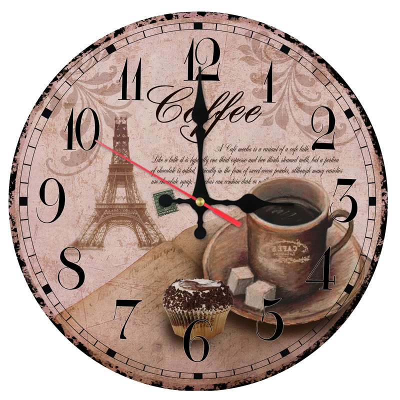 Hot sale home decoration wooden wall clock for living room europe modern style wall stickers still life quartz watches