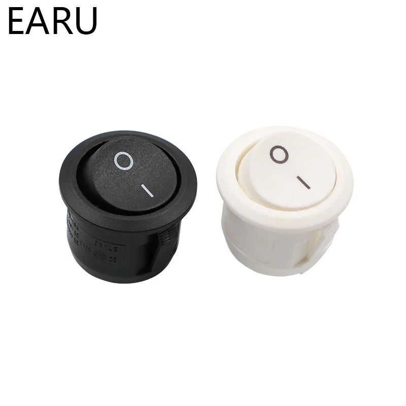 10 шт. AC 6A 10A 250V On Off Snap SPST круглая лодка клавишный переключатель черный 2 контактный