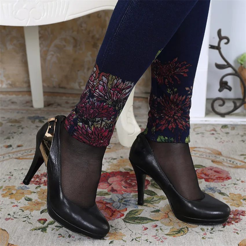 Новые весенние женские леггинсы с принтом брюки карандаш высокой эластичной