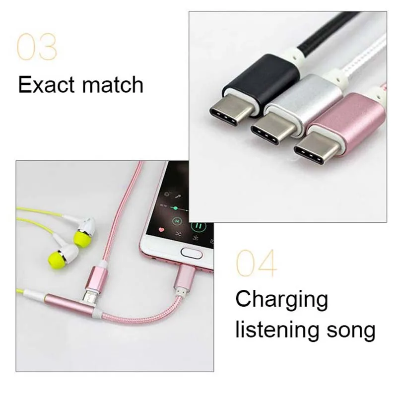 2 в 1 type C 3 5 мм наушники USB Jack адаптер конвертер аудио зарядное устройство кабель