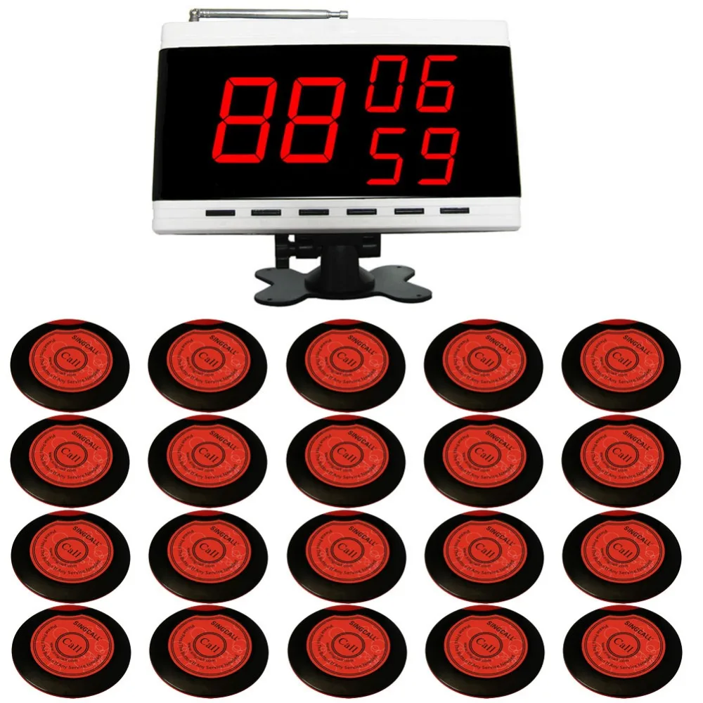 SINGCALL Wireless Calling System, 20pcs Buttons and 1pc Call Number Receiver,Using in Coffee Shop,Pub