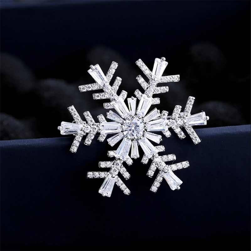 Новинка Высокое качество CZ кубическая циркониевая Снежинка брошь женское платье