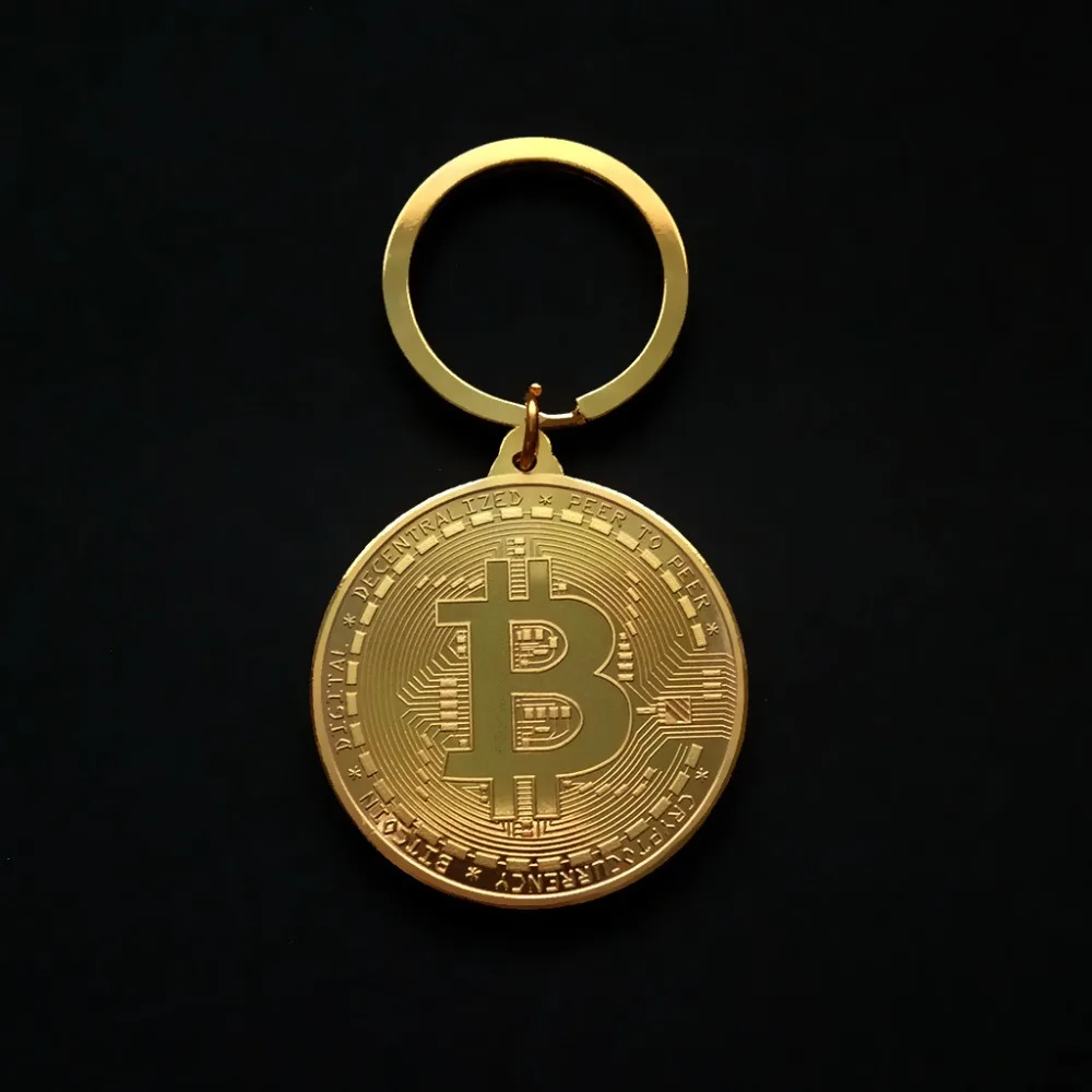 Позолоченный Биткойн брелок Золотое серебро памятный Litecoin эфириум Монета