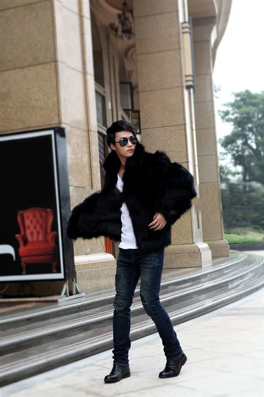 

New Fashion Male Mens Faux Fur Winter Warm Thicken Coats Outerwear Overcoat Slim Fashion Jackets Plus XXXL Y1881