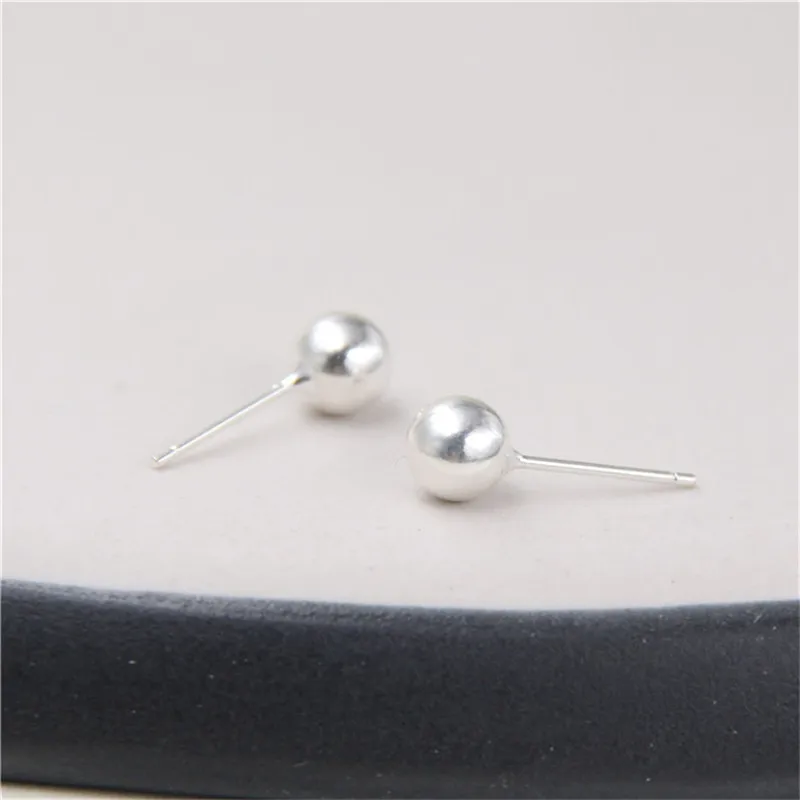 JINSE 3mm 4mm 5mm 6mm Small Silver Bead Ball Stud Earring 100% Real Solid Genuine 925 Sterling Retail &amp Wholesale TYC182 | Украшения и
